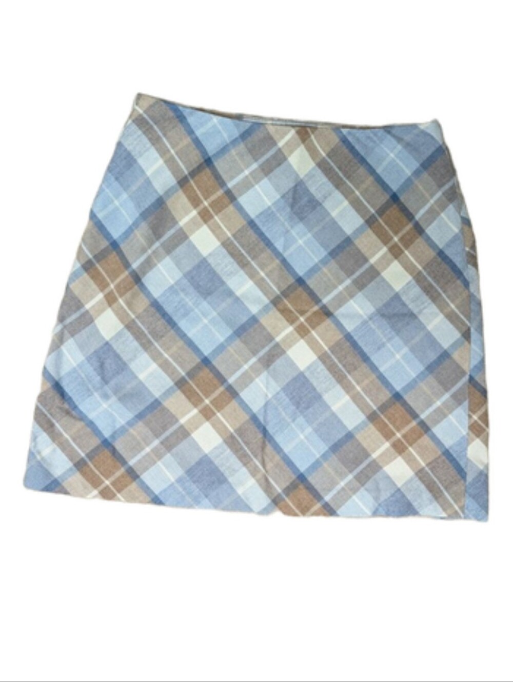 Vintage Plaid Light Blue And Beige Tartan Skirt
